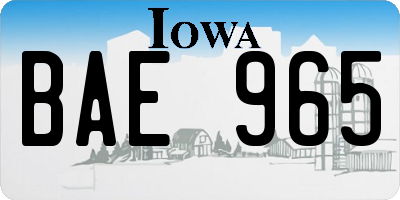 IA license plate BAE965