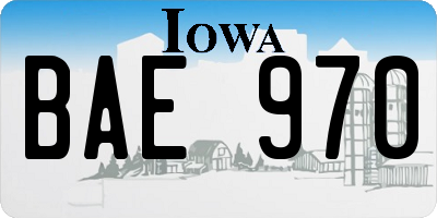 IA license plate BAE970