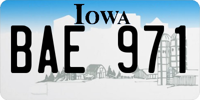 IA license plate BAE971