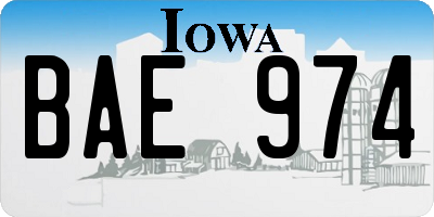 IA license plate BAE974