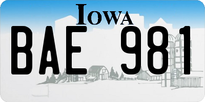 IA license plate BAE981