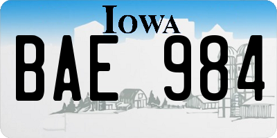 IA license plate BAE984