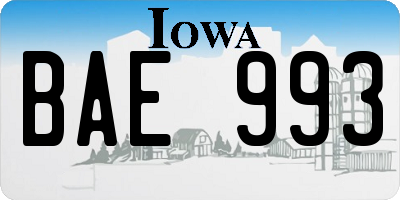 IA license plate BAE993