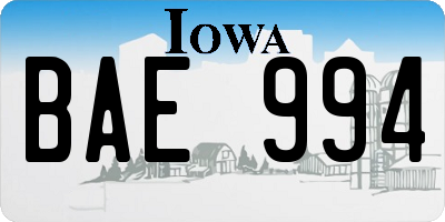 IA license plate BAE994