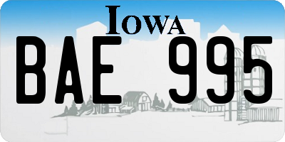 IA license plate BAE995