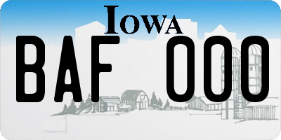 IA license plate BAF000