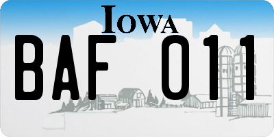 IA license plate BAF011