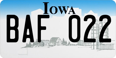 IA license plate BAF022