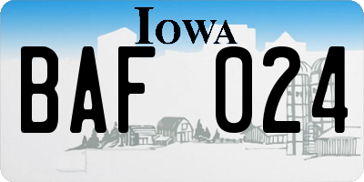 IA license plate BAF024