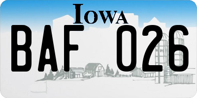 IA license plate BAF026