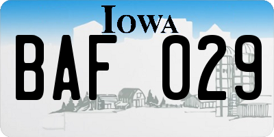 IA license plate BAF029