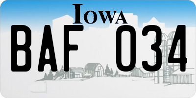 IA license plate BAF034