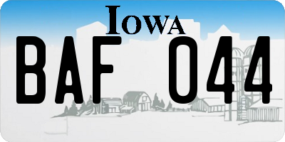 IA license plate BAF044