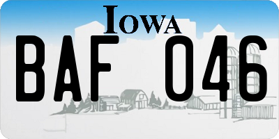 IA license plate BAF046