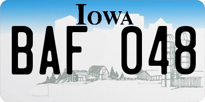 IA license plate BAF048