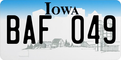 IA license plate BAF049