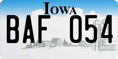 IA license plate BAF054