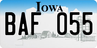IA license plate BAF055