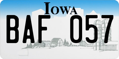 IA license plate BAF057