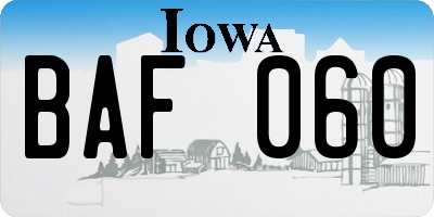 IA license plate BAF060