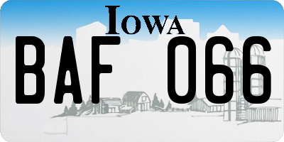 IA license plate BAF066