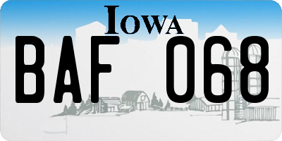 IA license plate BAF068