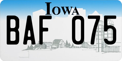 IA license plate BAF075