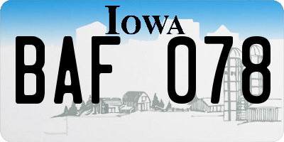 IA license plate BAF078
