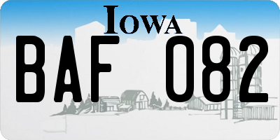 IA license plate BAF082