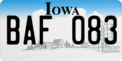 IA license plate BAF083