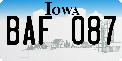 IA license plate BAF087