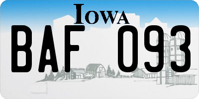 IA license plate BAF093