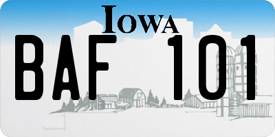 IA license plate BAF101