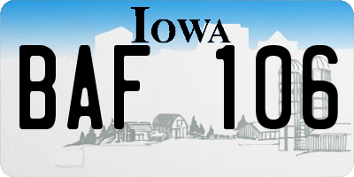 IA license plate BAF106