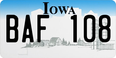 IA license plate BAF108