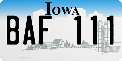 IA license plate BAF111