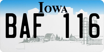 IA license plate BAF116