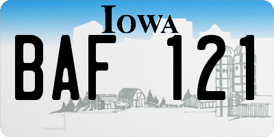 IA license plate BAF121