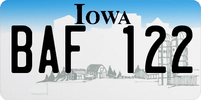 IA license plate BAF122
