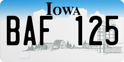 IA license plate BAF125