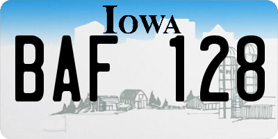 IA license plate BAF128