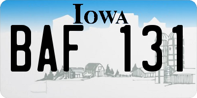 IA license plate BAF131