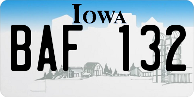 IA license plate BAF132