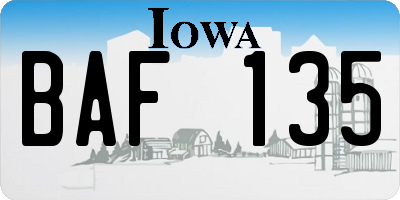 IA license plate BAF135