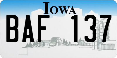 IA license plate BAF137