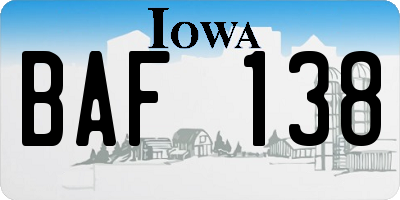IA license plate BAF138