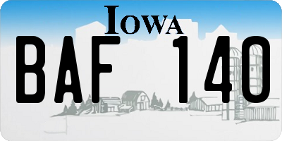 IA license plate BAF140
