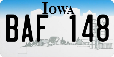 IA license plate BAF148