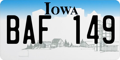 IA license plate BAF149