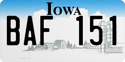 IA license plate BAF151